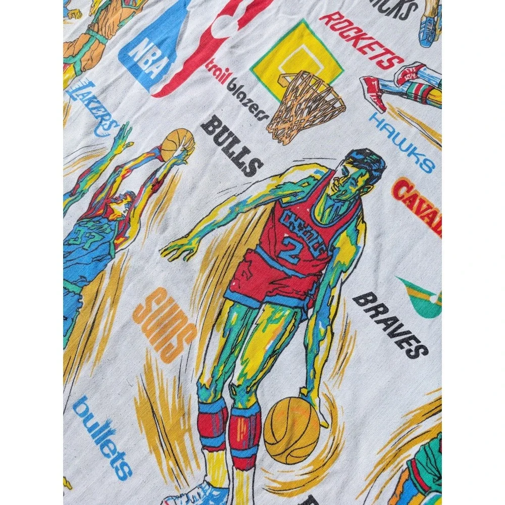 Rare Vintage 1970's NBA‎ Basketball Bedspread Sheet Fabric Approx 70